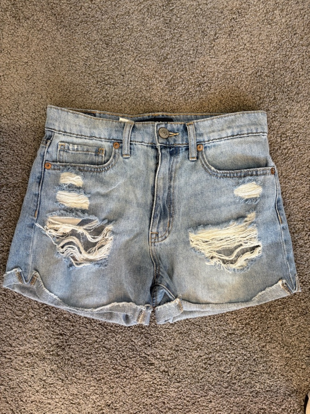 Aero Light Blue Distressed Denim Shorts